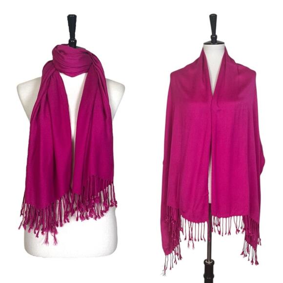 Women’s Bundle 9 Oblong Scarfs Solid Color Fringe Pink Teal Yellow Red Brown Tan - Picture 7 of 16